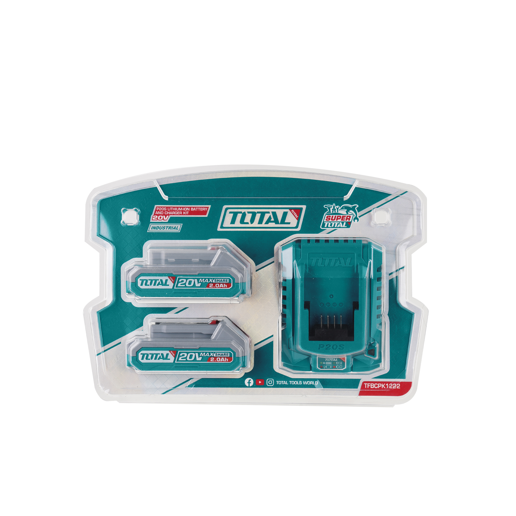 Juego de 2 baterías 2Ah + cargador TFBCPK1222E | 20 V - 2 Ah