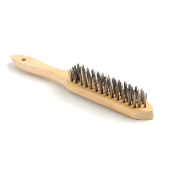 Cepillo de soldadura mango de madera con 4 filas de hilos rectos de acero inoxidable