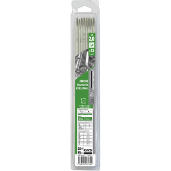 12 electrodos rutiles 316 L para soldadura INOX Ø 2 mm GYS