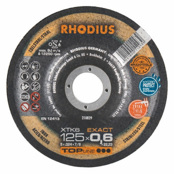 RHODIUS | Disco de tronzar extrafino inox y acero Ø 125 mm Rhodius XTK6