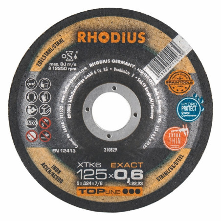 Extra thin stainless steel and steel cutting disc Ø 125 mm Rhodius XTK6