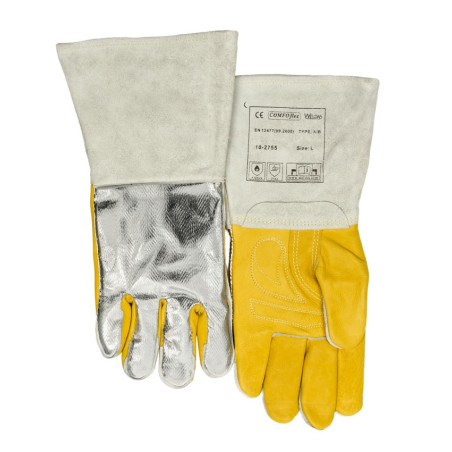 Guantes de soldador Wedas 10-2755-L reforzado y dorso aluminizado