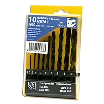 Estuche de 10 brocas para metales HSS laminadas Ø 1 a 10 mm