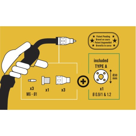 GYS - kit de soldadura sin gas para antorcha 250 A y rodillo tipo A