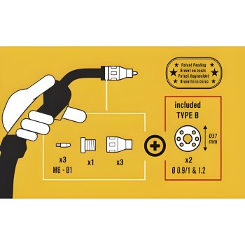 GYS - kit de soldadura sin gas para antorcha 250 A y rodillo tipo B