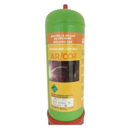 Botella de gas desechable ARGÓN + CO² 2,2 Litros Soldadura Acero