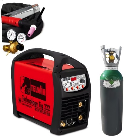 PACK: Equipo de soldar Telwin Dual 222 + kit TIG + Gas