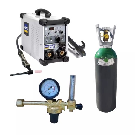 PACK: Equipo de soldadura GYS PROTIG 161 DCHF + antorcha 4m + Debitrómetro + Gas