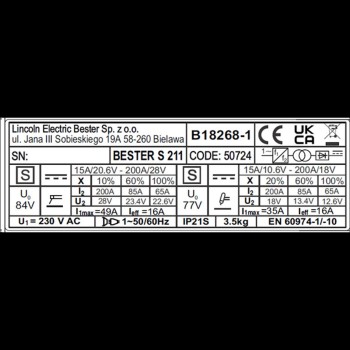 LINCOLN - B18268-1 Equipo de soldar inverter Bester S211