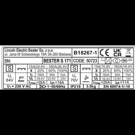 LINCOLN - PACK Equipo de soldar inverter Bester S171