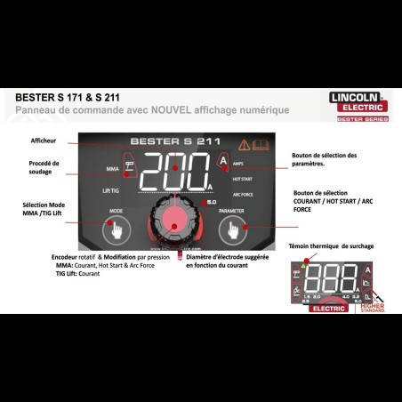LINCOLN - PACK 1 Equipo de soldar inverter Bester S211