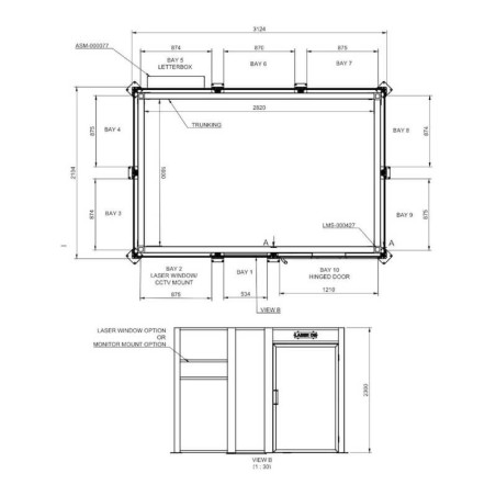 Cabina de soldadura láser clase 4 - 3x3m con puerta de bisagra