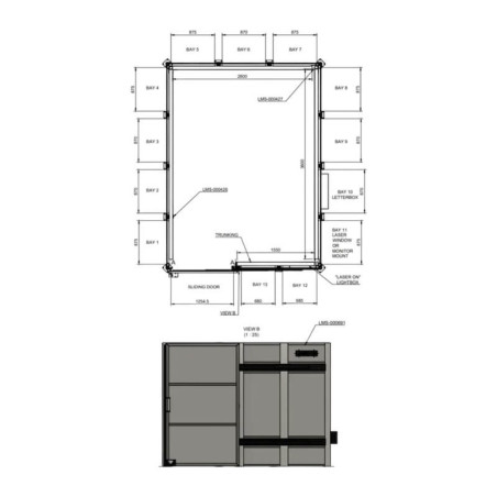 Cabina de soldadura láser clase 4 - 4x3m con puerta corredera