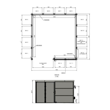 Cabina de soldadura láser clase 4 - 4x4m con puerta corredera