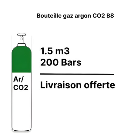 Botella de gas para soldadura Argón CO2 15% - B8 - 1,7m³