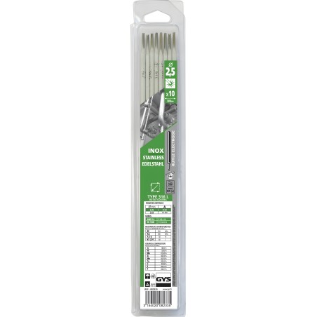 10 X electrodos inox 316 L para soldadura inox Ø 2,5 mm GYS