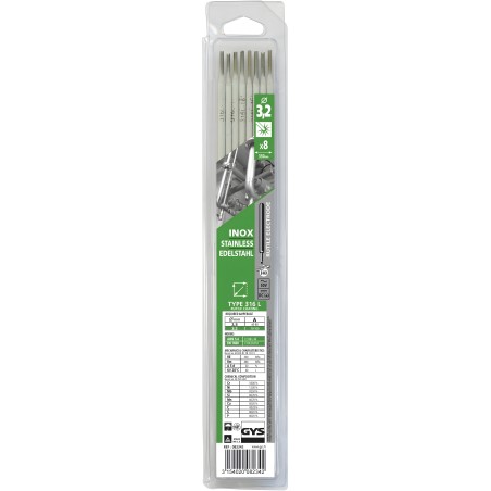8 X electrodos inox 316 L para soldadura inox Ø 3,2 mm GYS X8