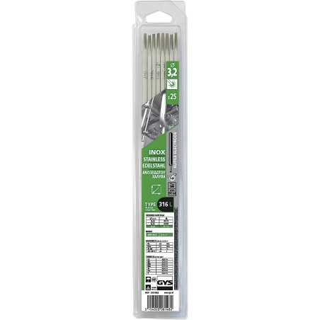 25 X electrodos inox 316 L para soldadura inox Ø 3,2 mm GYS X25