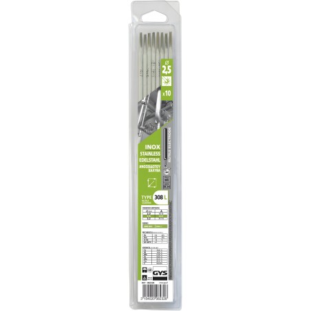 Pack de 10 electrodos INOX 308L Ø 2,5 mm GYS