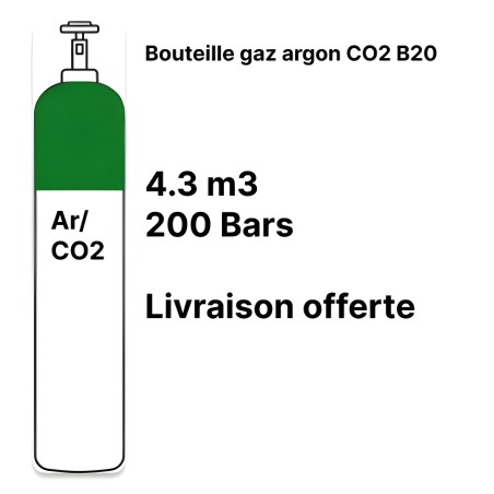 Botella gas de soldadura Argón CO2 15% - B20 - 4,3m³