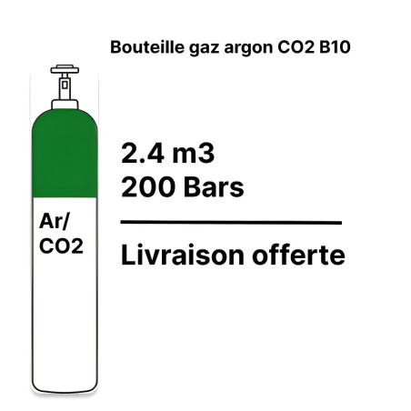 Botella gas de soldadura Argón CO2 15% - B10 - 2,2m³