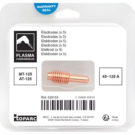 5 electrodos 45/125 A para antorcha de plasma MT-125 / AT-125