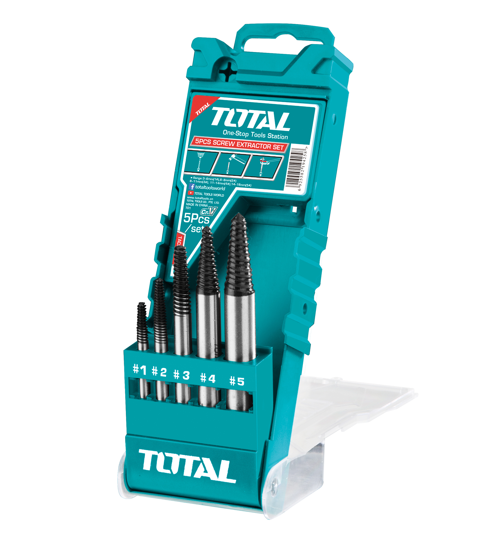 Juego de 5 brocas extractoras de tornillos TACSE0056 | HSS