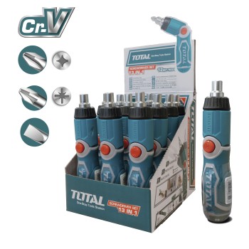 Destornillador articulado con 12 puntas TACSD30136 | Cromo-vanadio (Cr-V)