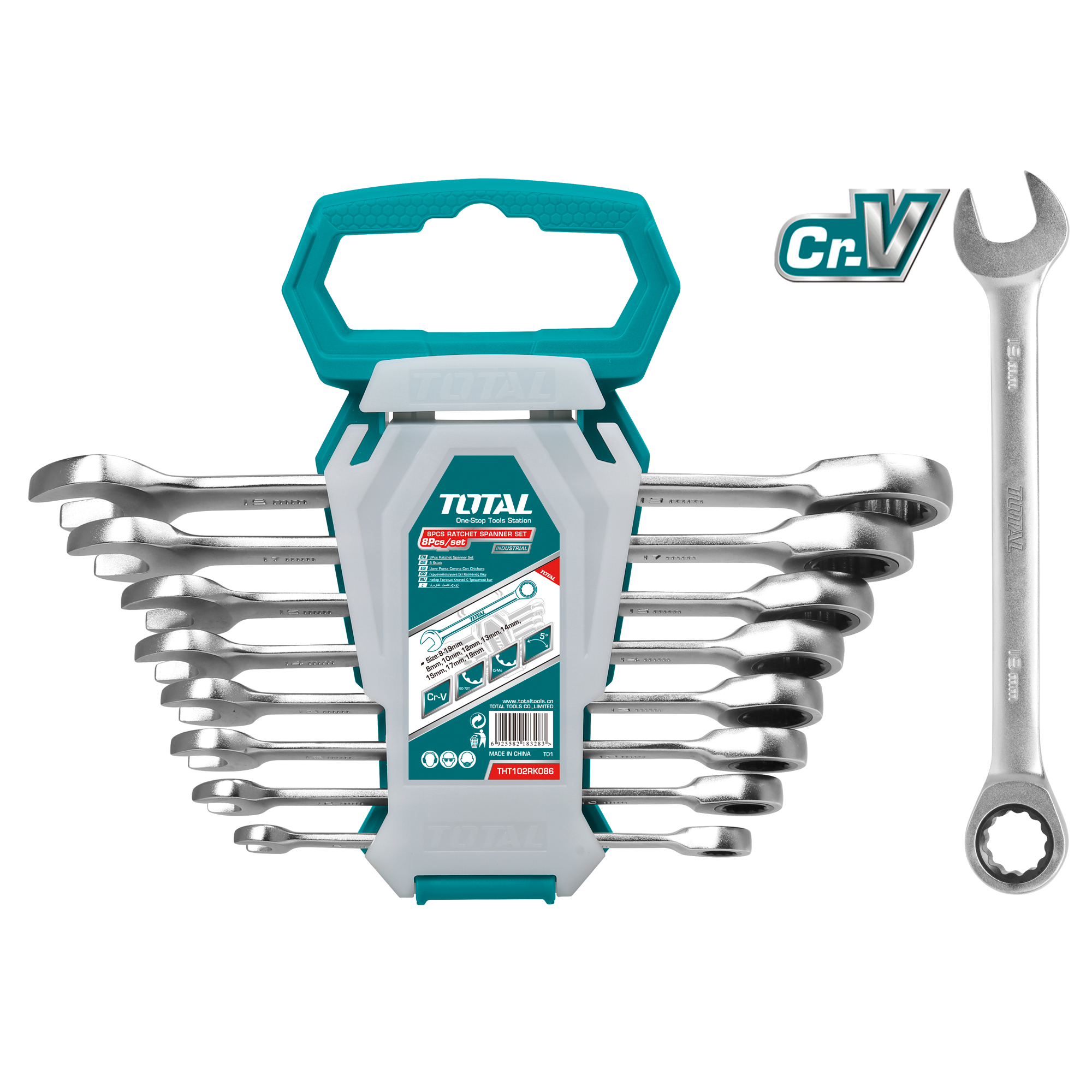 Juego de 8 llaves combinadas de trinquete THT102RK086 | Cromo-vanadio (Cr-V)