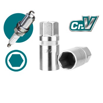 Vaso hexagonal 1/2'' para bujía THSPS12 | 21 mm | Cromo-vanadio (Cr-V)