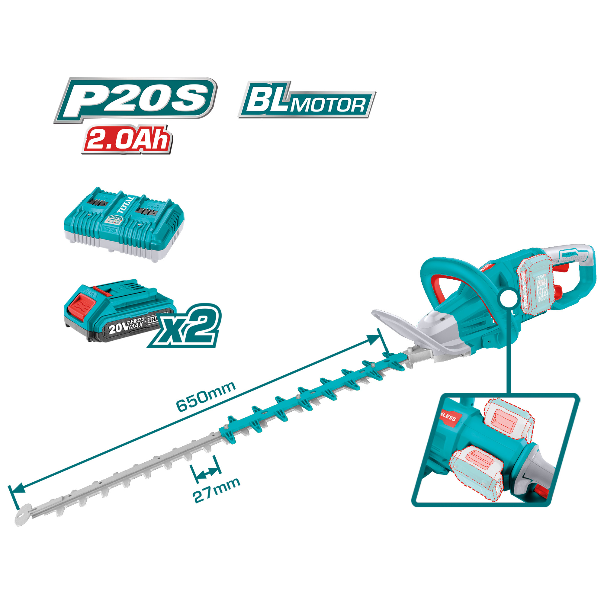 Cortasetos brushless a batería THTLI400282 | 40 V