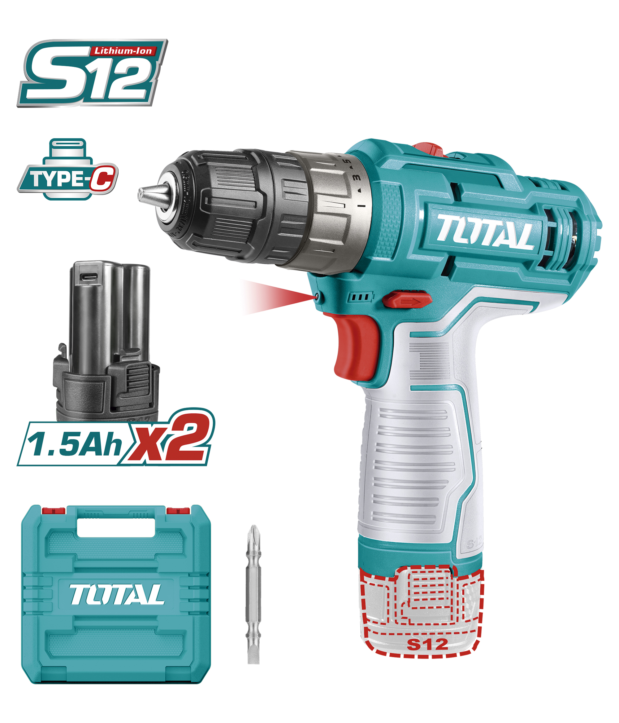 Taladro atornillador a batería TDLI12202 | 12 V