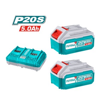 Juego de 2 baterías 5 Ah + cargador doble TFBCPK2425 | 20 V - 5 Ah