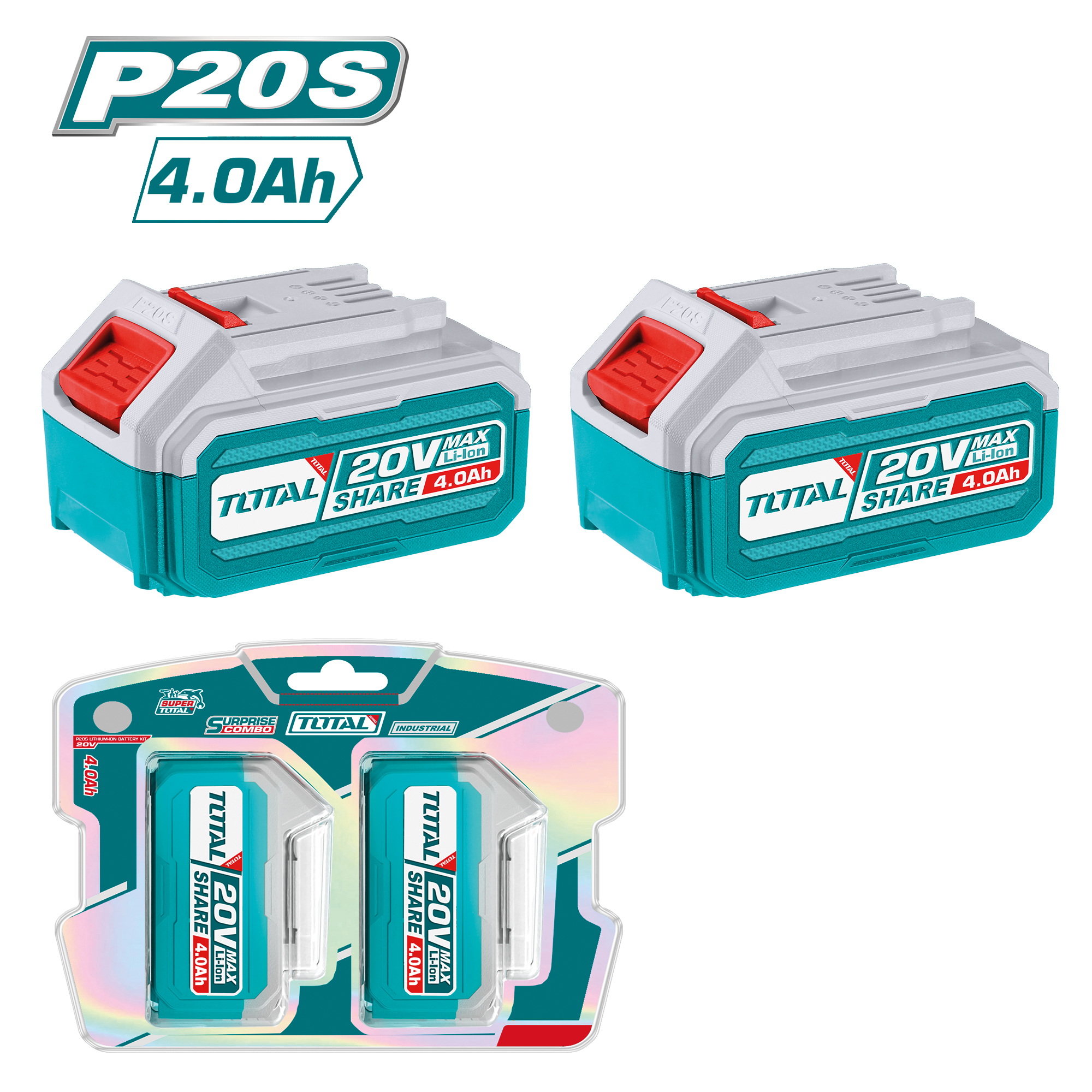 Juego de 2 baterías 4Ah TOSLI240312E | 20 V - 4 Ah