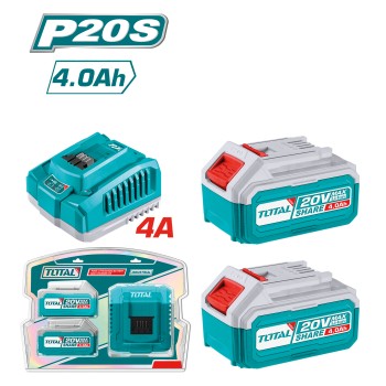 Juego de 2 baterías 4Ah + cargador rápido TFBCPK1424E | 20 V - 4 Ah