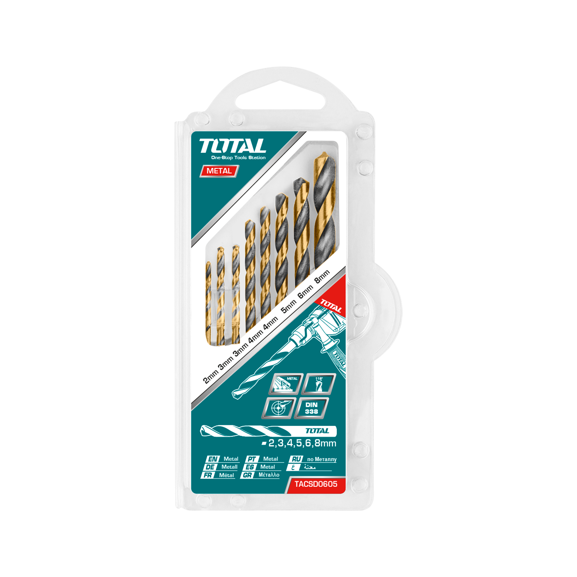 Juego de 8 brocas para metal TACSD0801 | HSS
