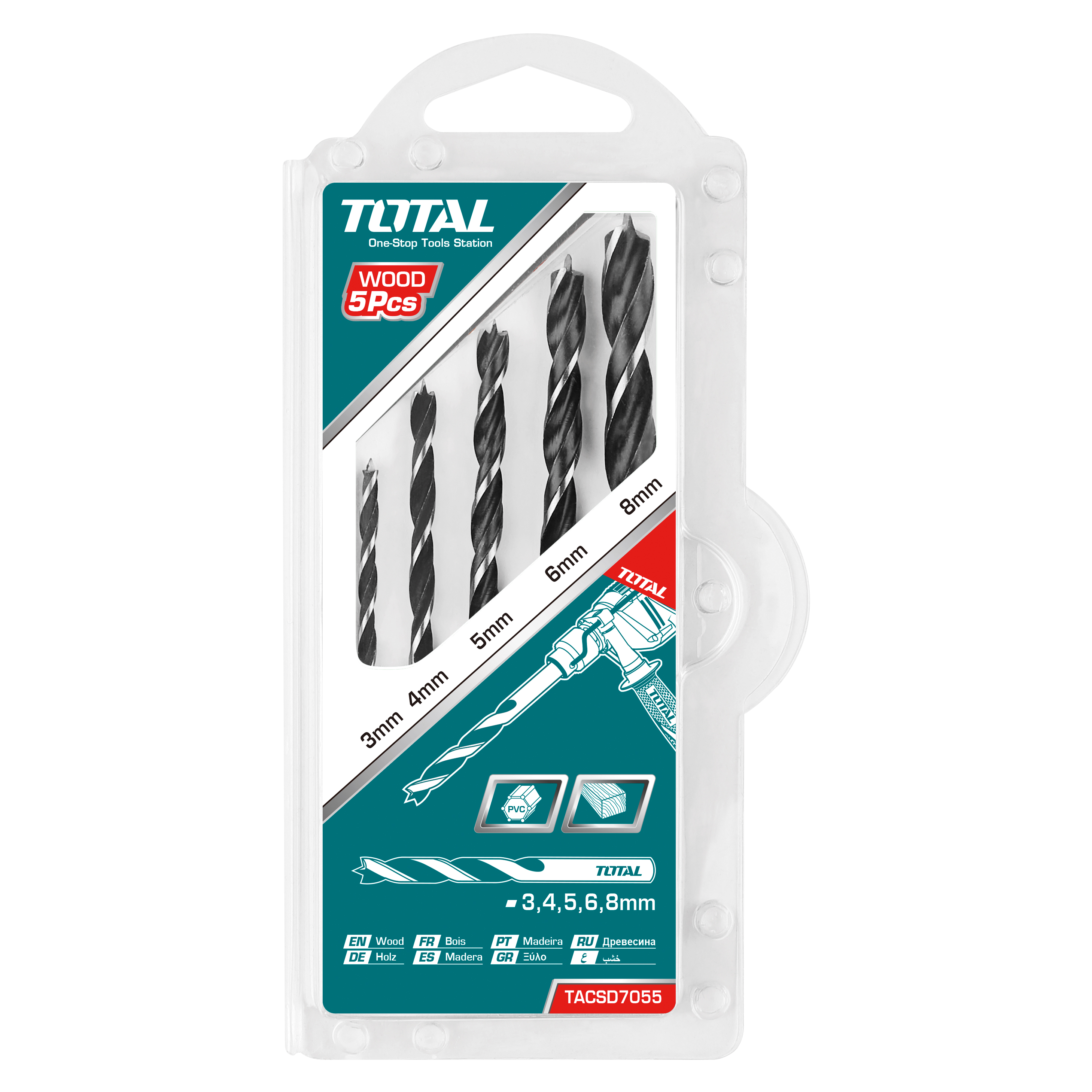 Juego de 5 brocas para madera TACSD7055 | HSS