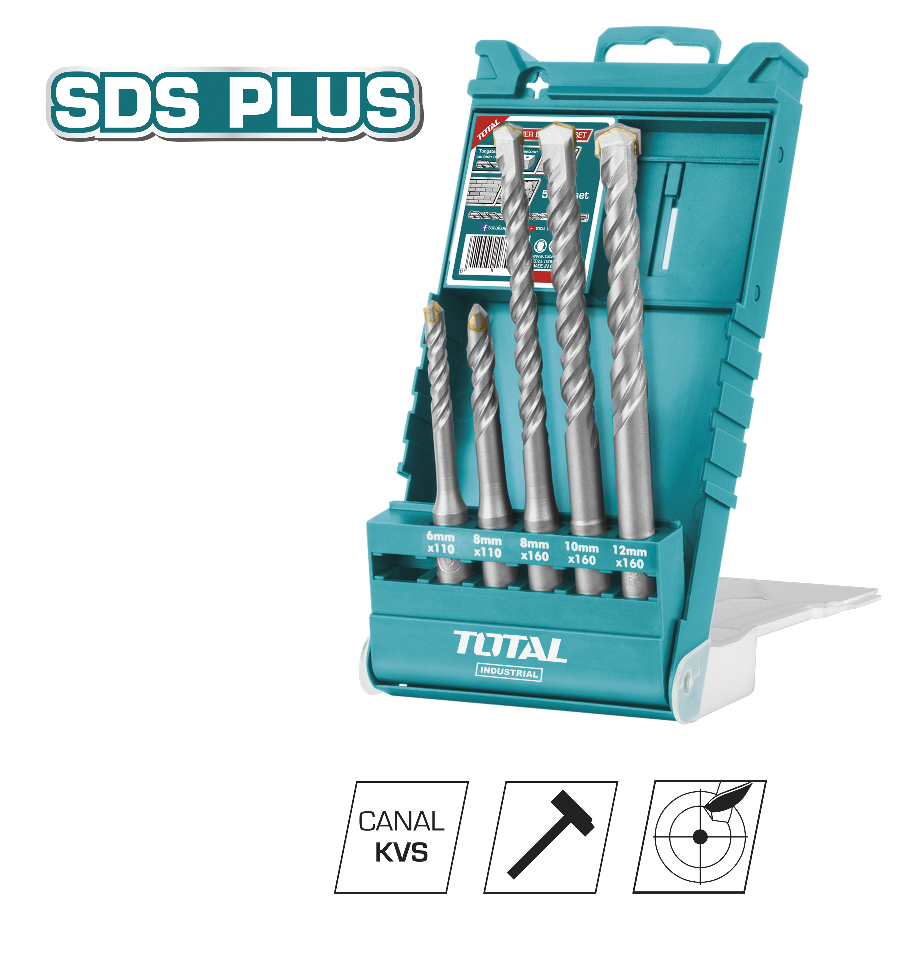 Juego de 5 brocas SDS Plus para hormigón TAC190501 | HSS