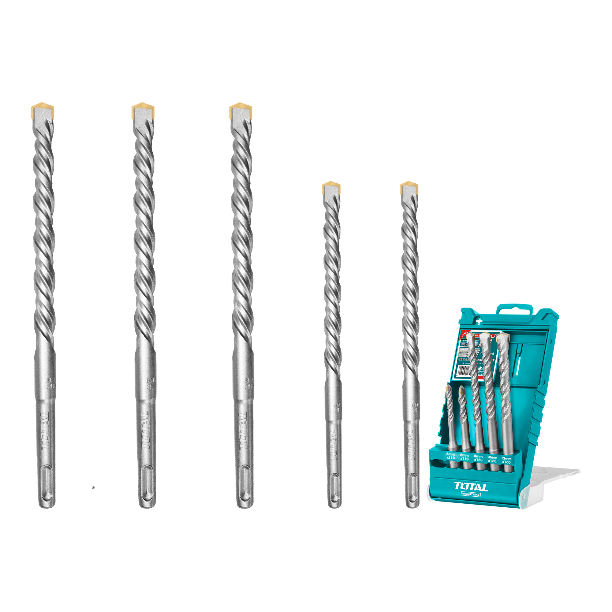 Juego de 5 brocas SDS Plus para hormigón TAC190501 | HSS