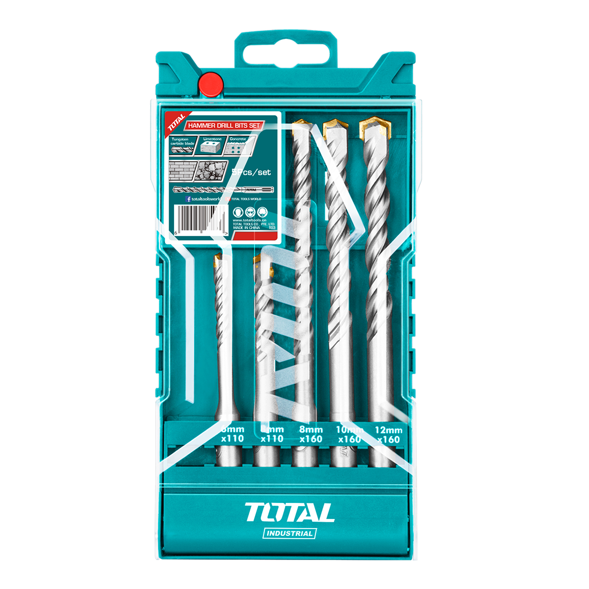 Juego de 5 brocas SDS Plus para hormigón TAC190501 | HSS