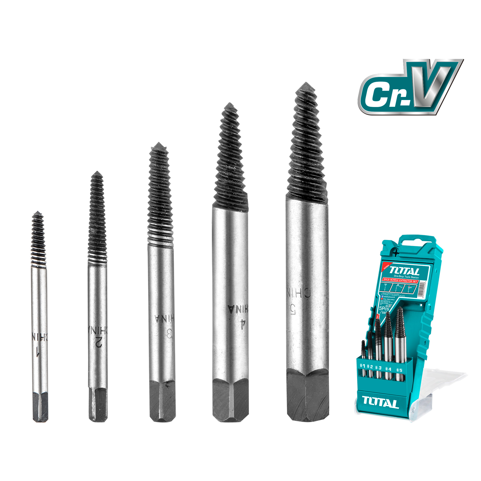 Juego de 5 brocas extractoras de tornillos TACSE0056 | HSS