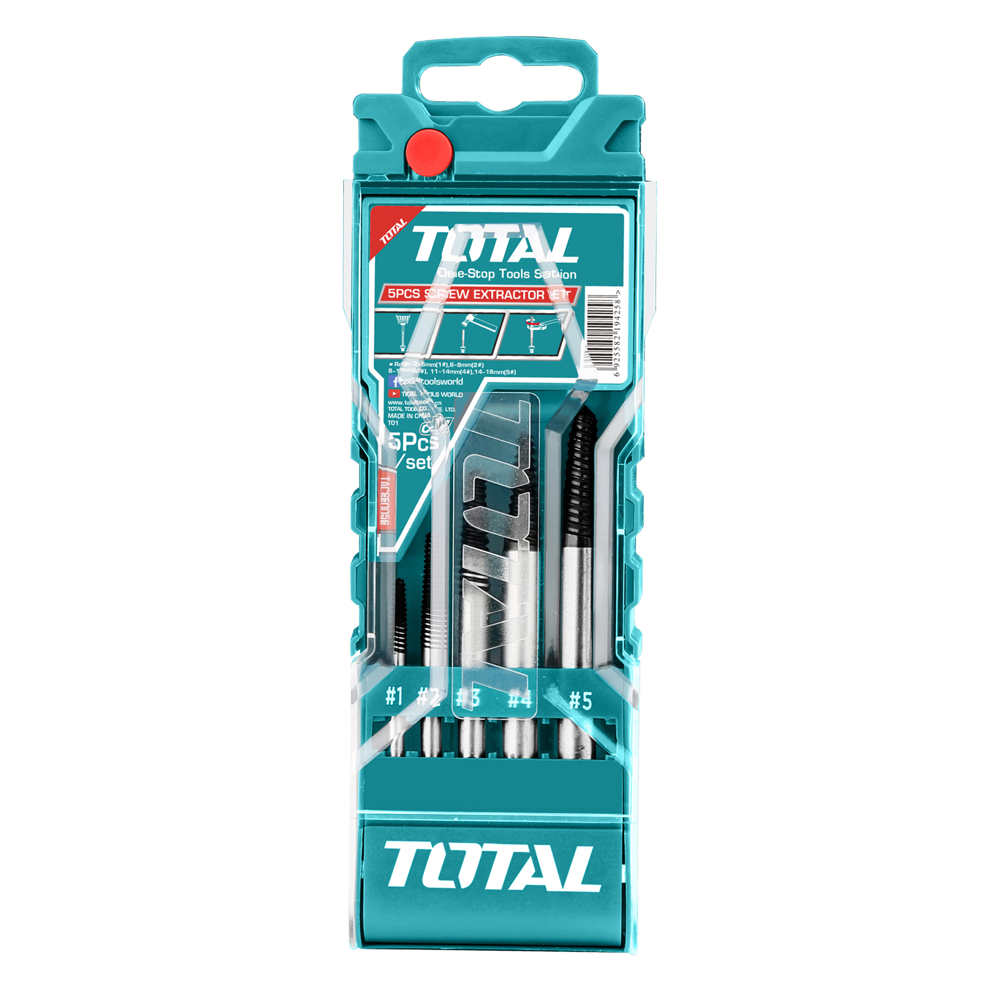 Juego de 5 brocas extractoras de tornillos TACSE0056 | HSS
