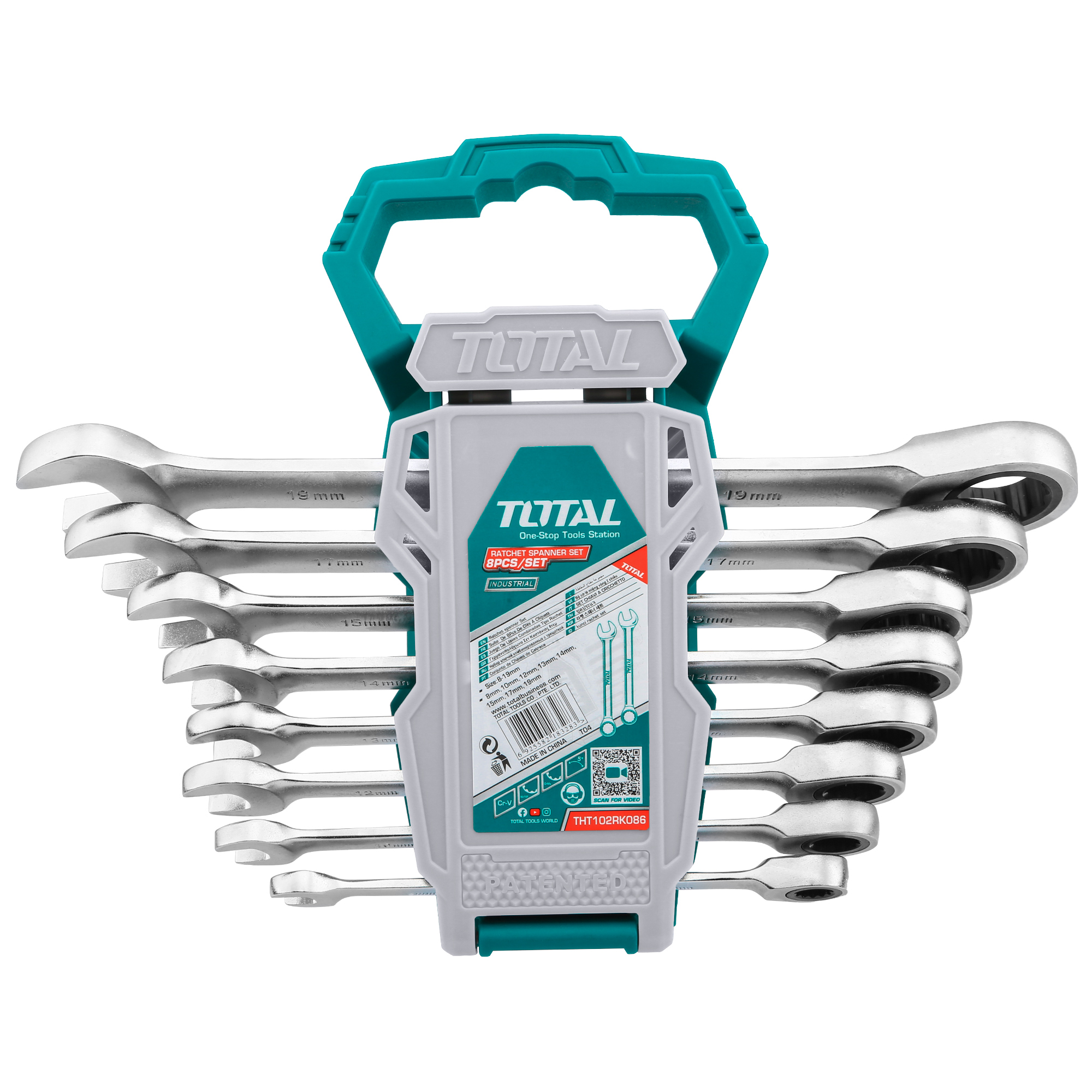 Juego de 8 llaves combinadas de trinquete THT102RK086 | Cromo-vanadio (Cr-V)