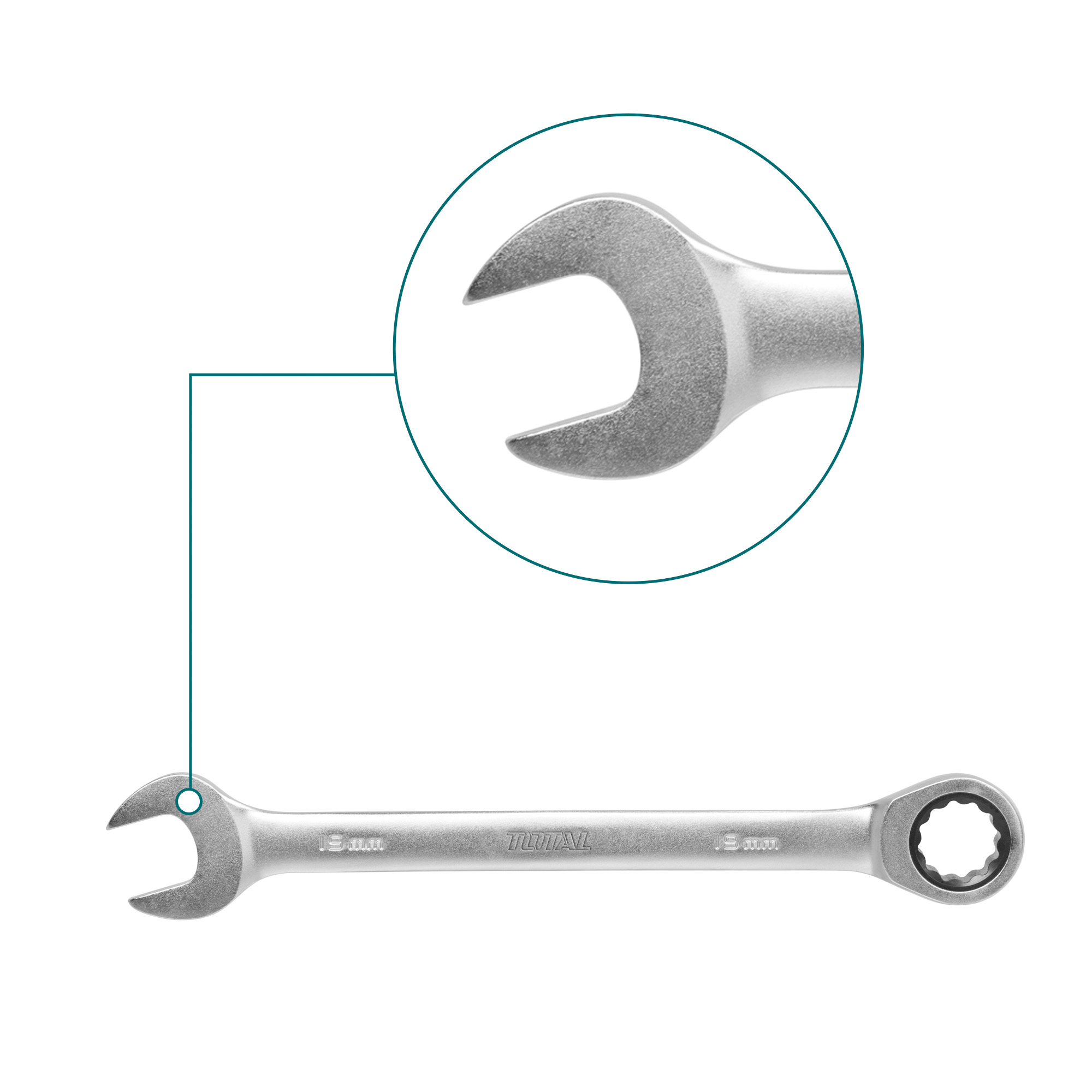 Llave combinada de trinquete TCSPAR | 7 x 131 mm | Cromo-vanadio (Cr-V)