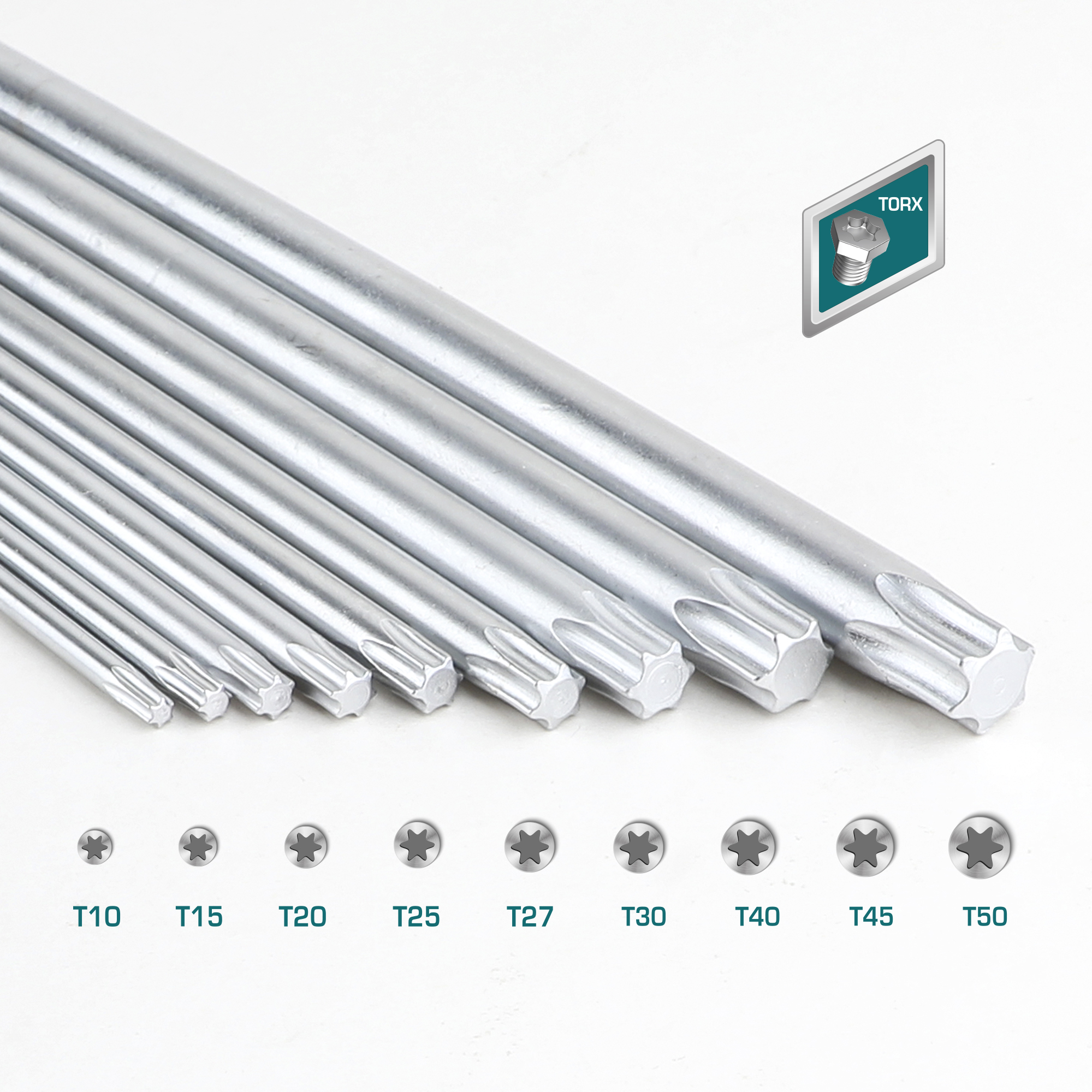 Juego de 9 llaves Torx THT106392 | Cromo-vanadio (Cr-V)
