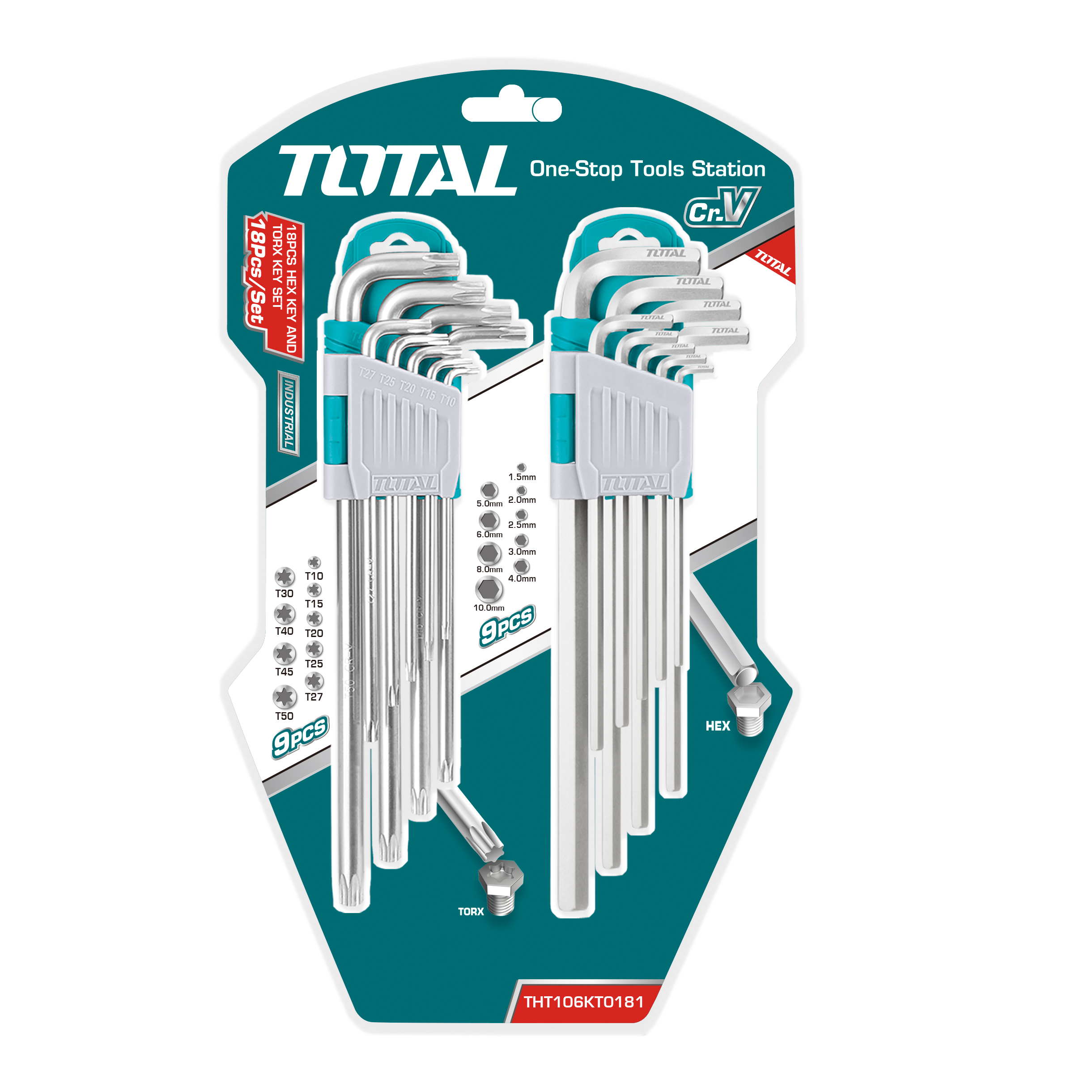 2 juegos de llaves Allen y Torx THT106KT0181 | Cromo-vanadio (Cr-V)
