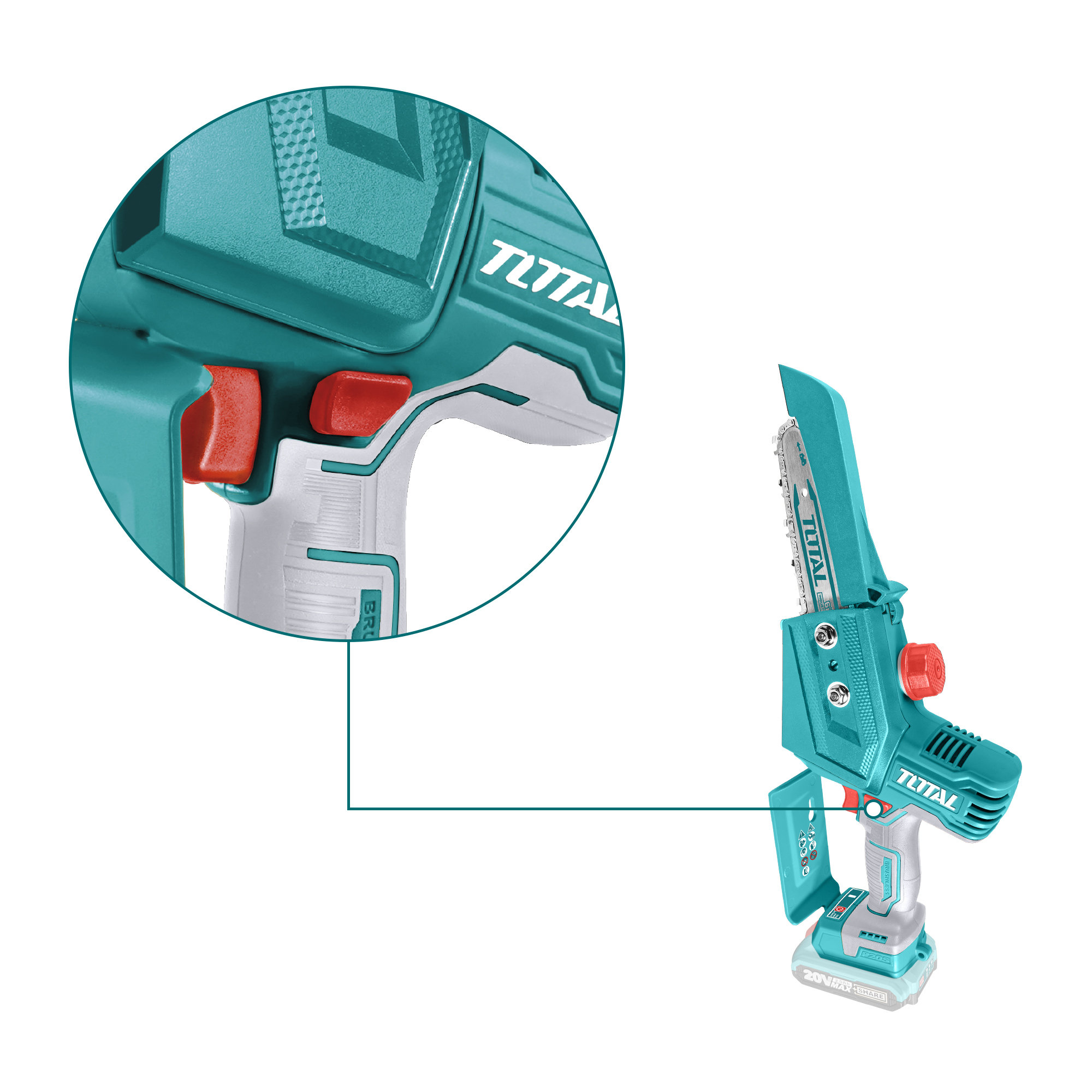 Brushless battery-powered chainsaw TGSLI2068 | 20 V