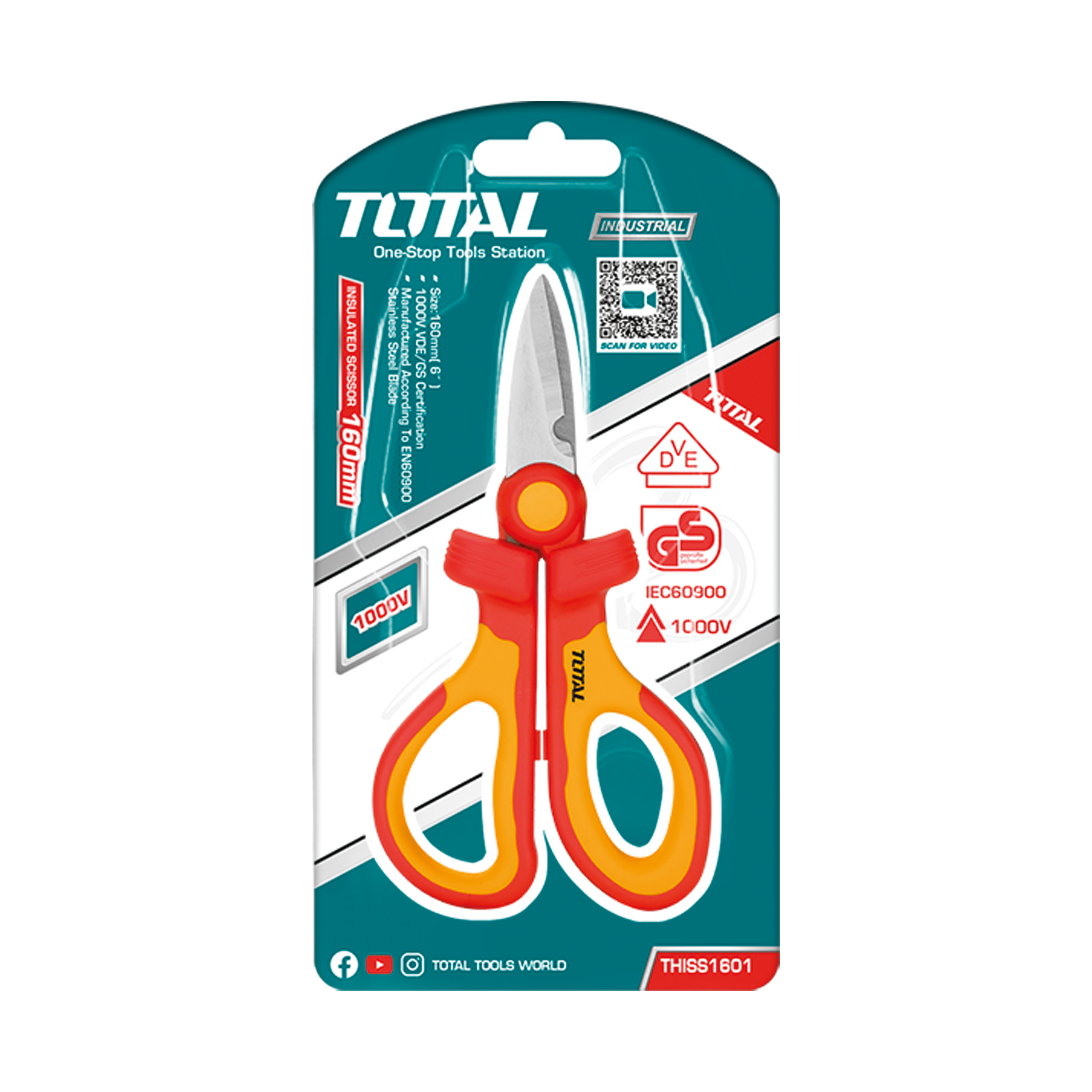 Tijeras aisladas de electricista THISS1601 | 160 mm