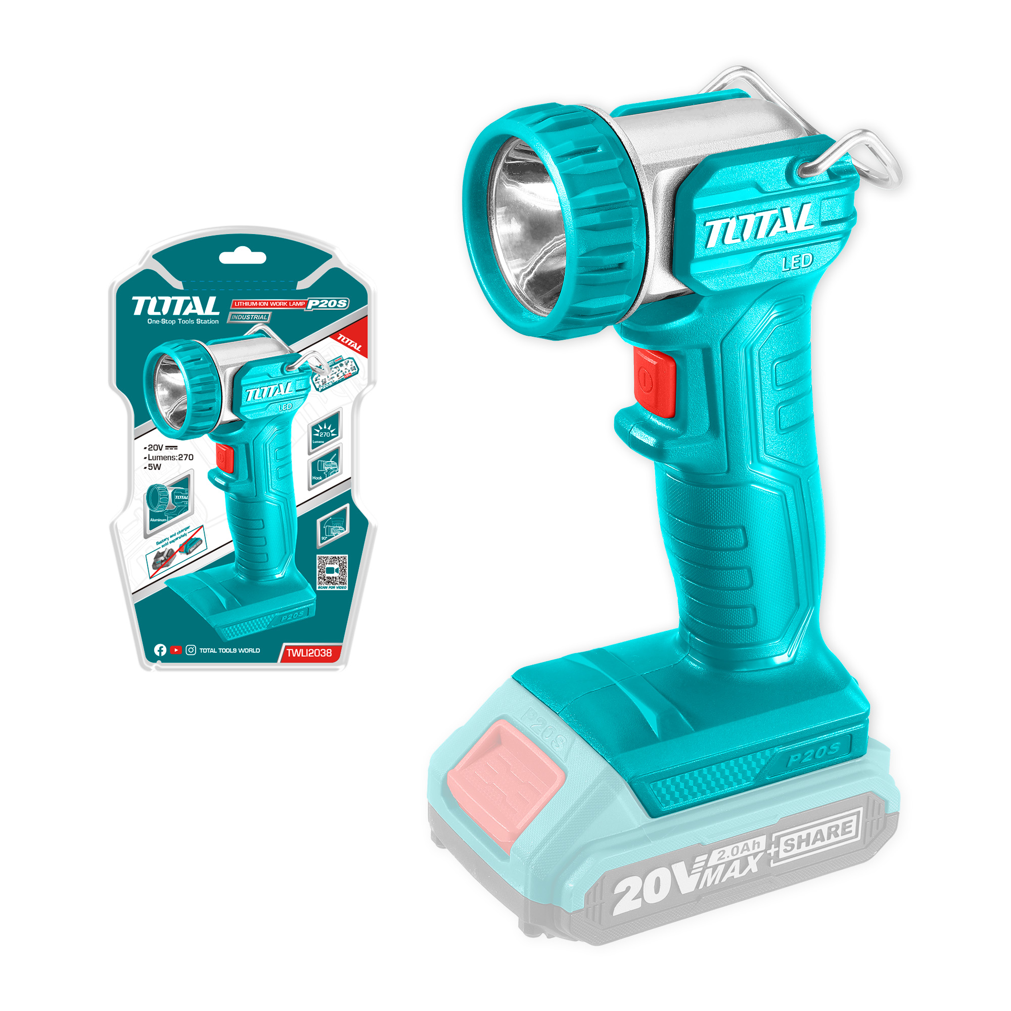 Linterna LED a batería TWLI2038 | 20 V