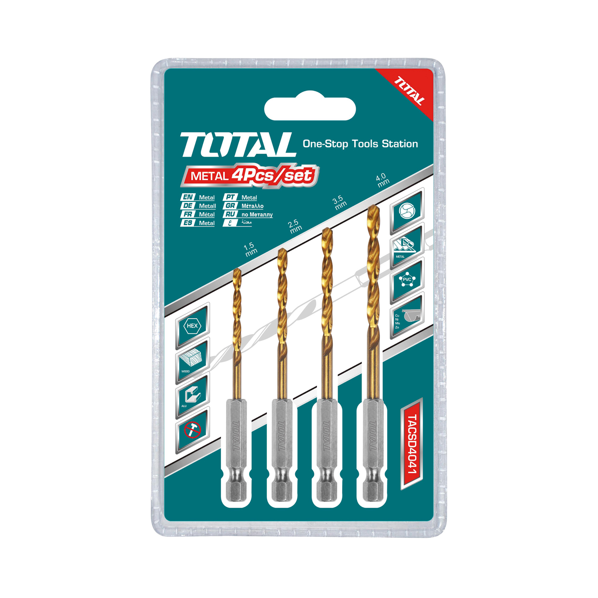 Juego de 4 brocas de titanio TACSD4041